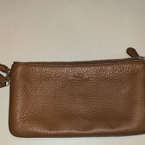 Coach Tan Pebbled Leather Wristlet